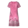 thumbnail image 4 of YMNXA Womens Summer Dress Short Sleeve Round Neck Floral Print Comfortable Stylish Loose Fit Dresses For Everyday Wear And Party,Pink,Xxxxl, 4 of 5
