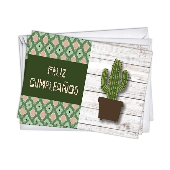 Potted Cactus Espa?ol Spanish Birthday Cards | 1 Pack Single (5x7)