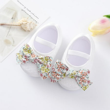 

0-12M Infant Baby Girls Soft Sole Bowknot Princess Wedding Dress Prewalker Newborn Baby Sneaker Shoes