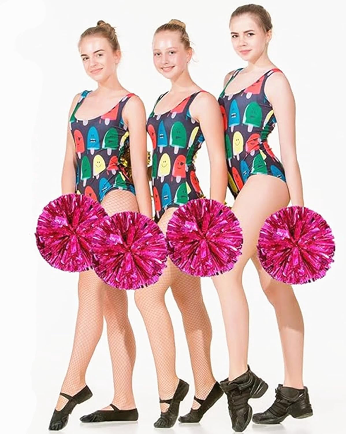 EONQY Plastic Cheerleading Poms, 4Pcs Super Cute Cheerleading pom poms Cheer Dance Pom Pom for Game, Sports, Aerobics