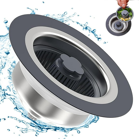 Upgraded 3 in 1 Kitchen Sink Drain Strainer 304 Stainless Steel Pop up Kitchen Sink Stopper Kit Basket Strainer with for Standard 3-1/2 inch
