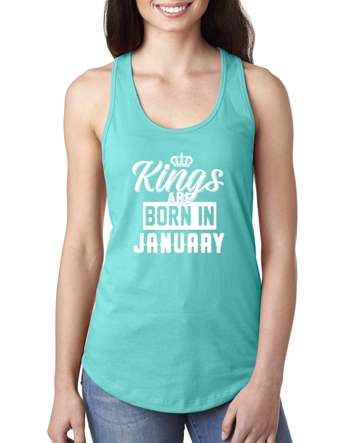 White Kings are Born in October Medium Hot Pink Womens Jersey Racerback Graphic Tank Top
