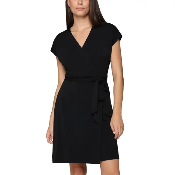 Nicole Miller Faux Wrap Dress Black S
