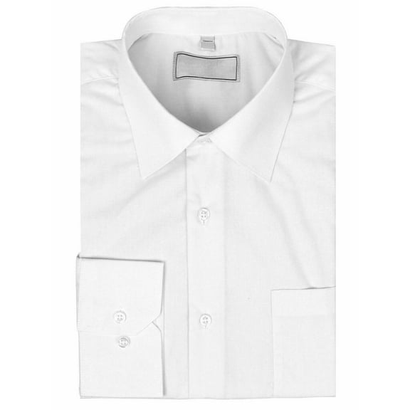 Men's Classic Solid Long Sleeve Barrel Cuff Dress Shirt (White, 4XL 36/37)