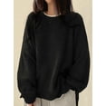 thumbnail image 4 of Women'S Oversized Sweaters Long Sleeve Crew Neck Fuzzy Knit Casual Chunky Pullover Sweater Fall Black S, 4 of 7