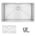 thumbnail image 2 of Stylish Undermount 32" Single Bowl Stainless Steel Kitchen Sink with 2 accs S-323XG, 2 of 11