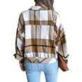 thumbnail image 6 of Franhais Women Plaid Wool Jacket, Adults Button-down Color Block Lantern Sleeve Lapel Cardigan, 6 of 7