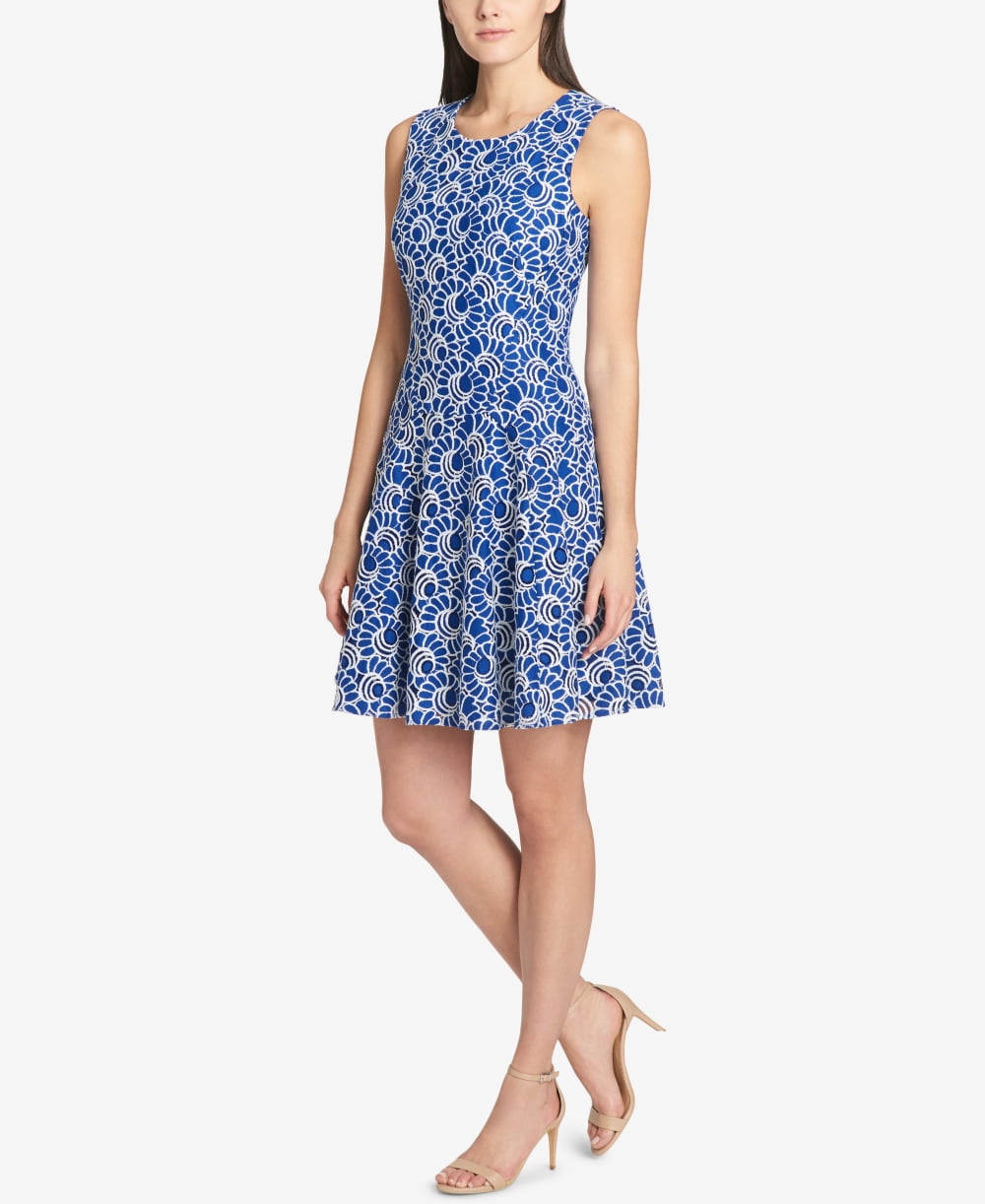 Tommy Hilfiger Womens Sleeveless Lace Fit Flare Dress - Walmart.com
