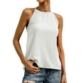 thumbnail image 5 of STARVNC Women Halter Neck Sleeveless High Low Hem Solid Color Tank Top, 5 of 7