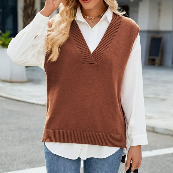 BVOFAR Sweater Vest for Women Cozy Ribbed Knit V Neck Tank Tops Casual Sleeveless Pullover Loose Trendy Comfy Tops