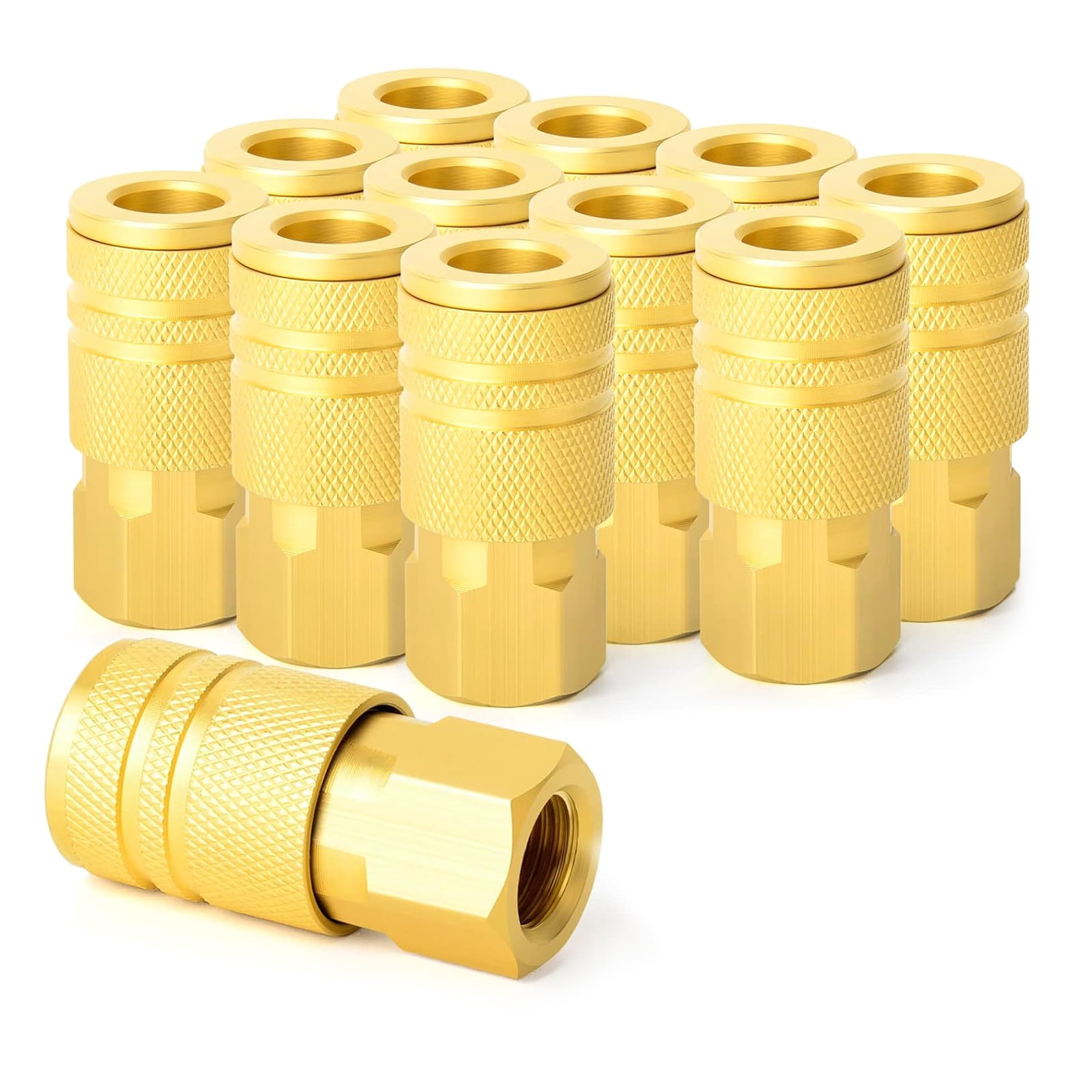 1/4inch Brass Female Air Hose Fittings Air Compressor Connectors Pack of 12 for Secure Connection in Industrial Setting