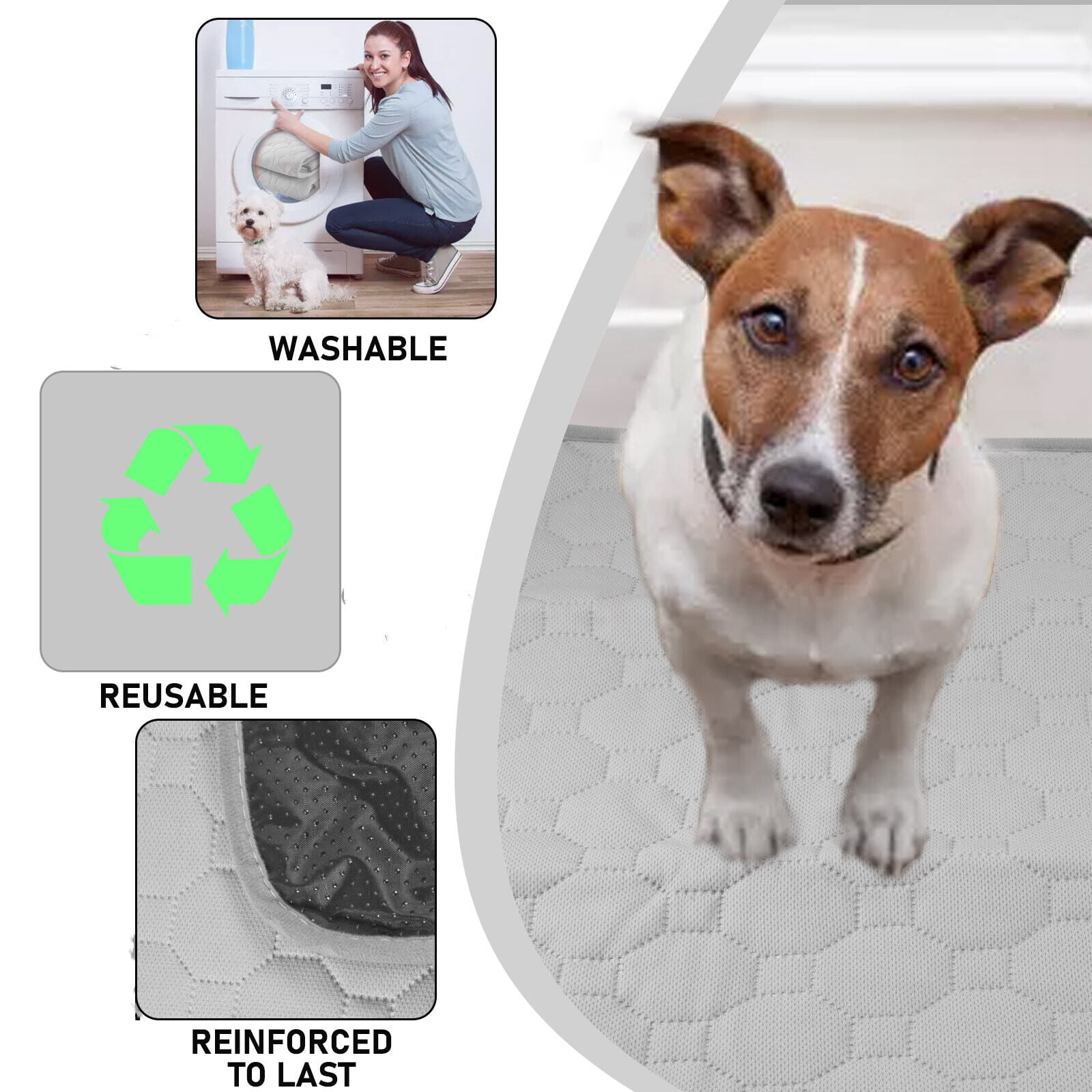 Reusable Puppy Pads, Washable Pee Pads for Dogs, Absorbent and Leakproof Training Mats for Potty, Bed, Sofa