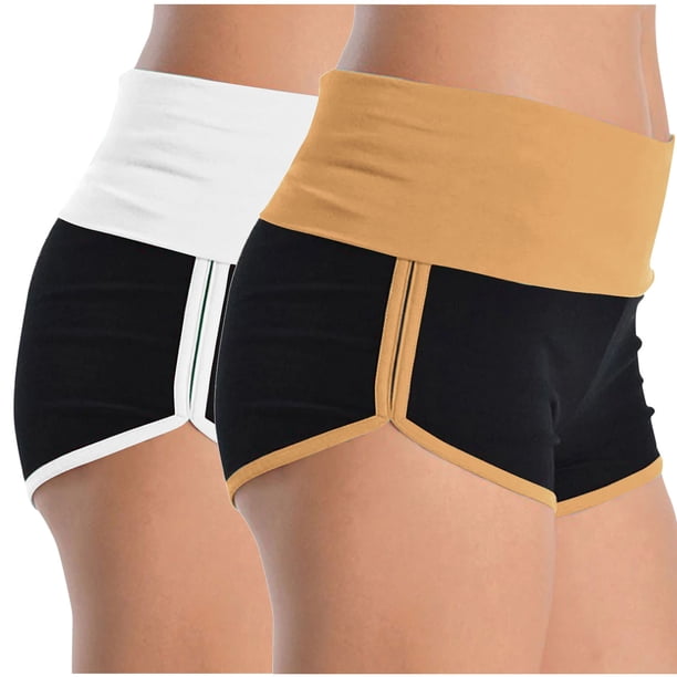 Mujeres Pantalones Cortos Casual, 3 Piezas Elástico de la Cintura Patchwork Pantalones Cortos Conjunto Hecho de Poliéster Cómodo para Toda la Temporada de Salida, Pantalones Cortos de Verano para las