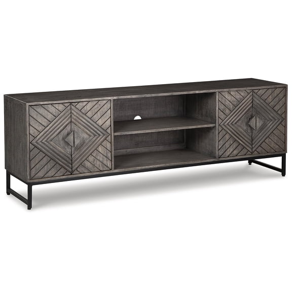 Bowery Hill Modern Wood Accent Cabinet in Distressed Gray & Black
