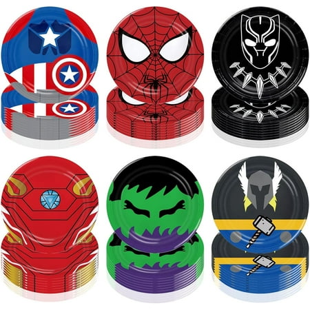 Iron Man birthday Party Supplies, 60PCS One Piece Party Tableware Set, Spider-Man Birthday party Decorations ，Used for kids Birthday Party Supplies Party Favor