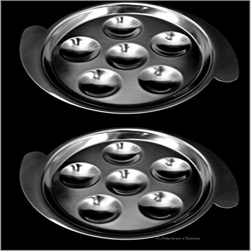 Set of 4 Stainless Steel Snail Escargot Plates Dishes