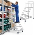 thumbnail image 4 of golytefs 4 Steps Industrial Rolling Step Ladder 445LBs Capacity W/ Wheels for Home Office, 4 of 9
