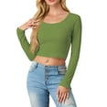 thumbnail image 2 of Cueply Womens Long Sleeve Shirts Spring Fall Fashion 2025 Basic Crop Tops Going Out Square Neck Tees Shirts Workout Outfits Y2k Clothes, 2 of 6