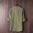 thumbnail image 4 of Lroveb Mens Linen Shirts Men Daily Classic Style Kung Fu Shirt Tops Tang Suit Three Quarter Sleeve Linen Blouse Army Green, 4 of 4