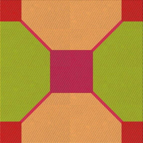 Ahgly Company Machine Washable Indoor Square Transitional Orange Red Orange Area Rugs, 5' Square