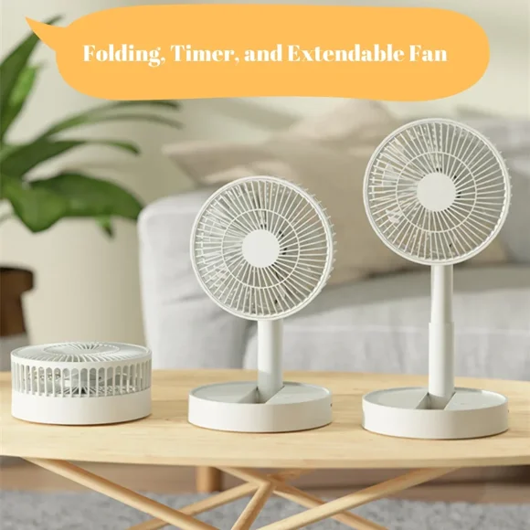 1800mAh USB Foldable Fan with 4 Speeds and Timing Portable Fan Super Quiet Adjustable Height and Head  Great for Office Home ZR