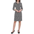 thumbnail image 2 of Vestido de tweed con cuello de solapa y botones para mujer de manga 3/4 L, 2 of 4