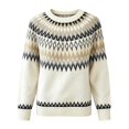 thumbnail image 5 of Women Sweater Color Block Casual Relaxed Long Sleeve Tops Fall Winter Round Neck Pullover Blouse Daily Wear, 5 of 5
