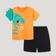 thumbnail image 2 of Gyexs Boys Dinosaur Clothes Set 3T-4T Short Sleeve Sports Athletic Short Sets T Shirt Shorts 2 Piece Outfits (Sportswear, D01 Orange, Toddlers), 2 of 5