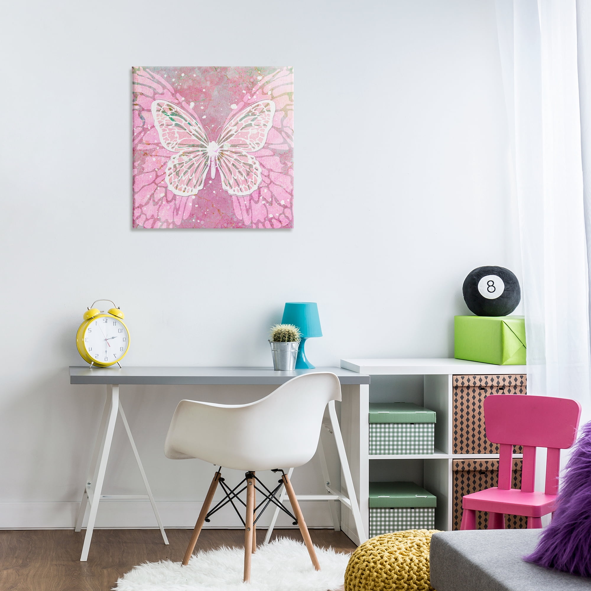 Stupell Industries Pink Butterfly Wings Animals Painting Wrapped Canvas Art Print Wall Art, 24 x 24