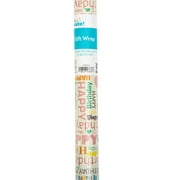 Way to Celebrate Birthday Wrapping Paper, Multi-Color, Text, Happy Birthday