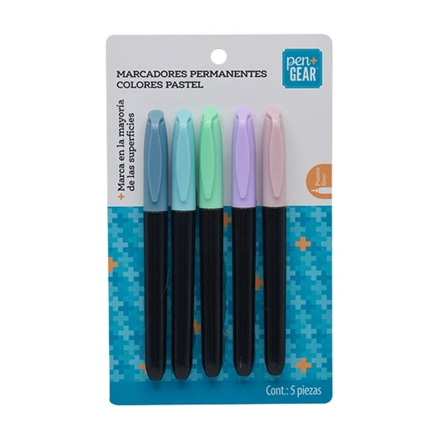 Marcador permanente Pen + Gear Punta fina colores pastel 5 piezas