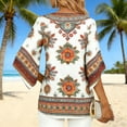 thumbnail image 4 of Cilsoka Fashion Tops Work, Women's Ruffle 3/4 Sleeve Floral Tunic Tops V Neck Double Layers Loose Fit Chiffon Flowy Blouses Shirt, Graphic Trendy Tees, 4 of 5