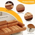 thumbnail image 3 of 3-Seat Faux Leather Futon Sofa Bed, Convertible Sleeper with Adjustable Backrest and Armrests, Brown, 3 of 9