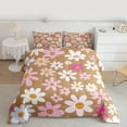 thumbnail image 2 of Manfei Dreamy Groovy Flower Full Size Comforter Sets for Kids, Rustic Daisy Floral Bedding Comforter Set, Brown Cartoon Theme Reversible Bedding Sets, Luxury Bedroom Decor, 3 Pieces, 2 of 8