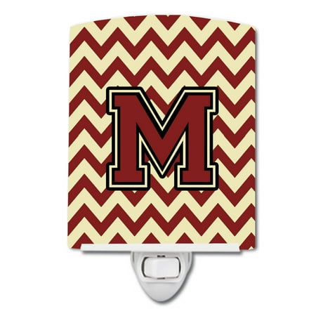 

Caroline s Treasures CJ1061-MCNL Letter M Chevron Maroon and Gold Ceramic Night Light 6x4x3 multicolor
