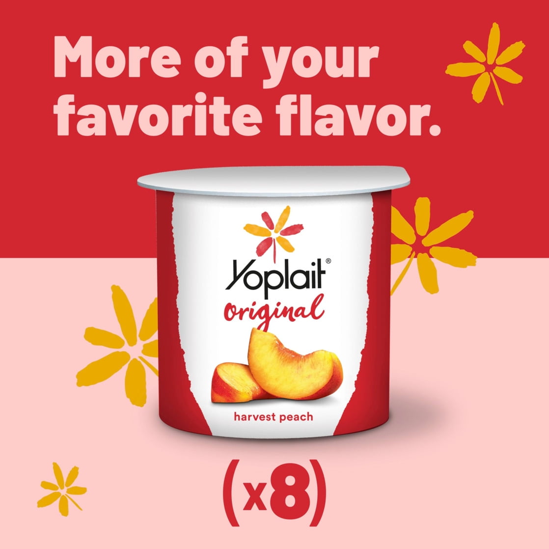 Yoplait Original Low Fat Yogurt, Harvest Peach, 8 Yogurt Cups, 48 oz