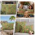 thumbnail image 5 of Green Tropical Leaves Outdoor Pillow Covers, Waterproof Decorative Throw Pillowcases Set of 2, Summer Palm Botanical Pink Couch Cushion Cases with Zipper for Outside Patio Garden Sofa 20"x12", 5 of 9