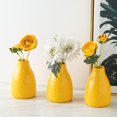 thumbnail image 1 of Flower Vase Set of 3, Decorative Ceramic Vase, Vase for Decor Home Living Room Office Parties Wedding (Lemon Yellow Honeycomb), 1 of 10
