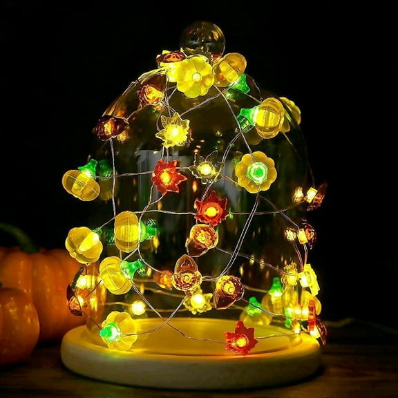 EZPXFCI Fall Decorations Thanksgiving for Home, Fall LED Pumpkin Maple Leaf Lights Battery Operated Fairy String Lights Autumn Harvest Table Indoor Outdoor Decor Halloween Party Decorations Gifts
