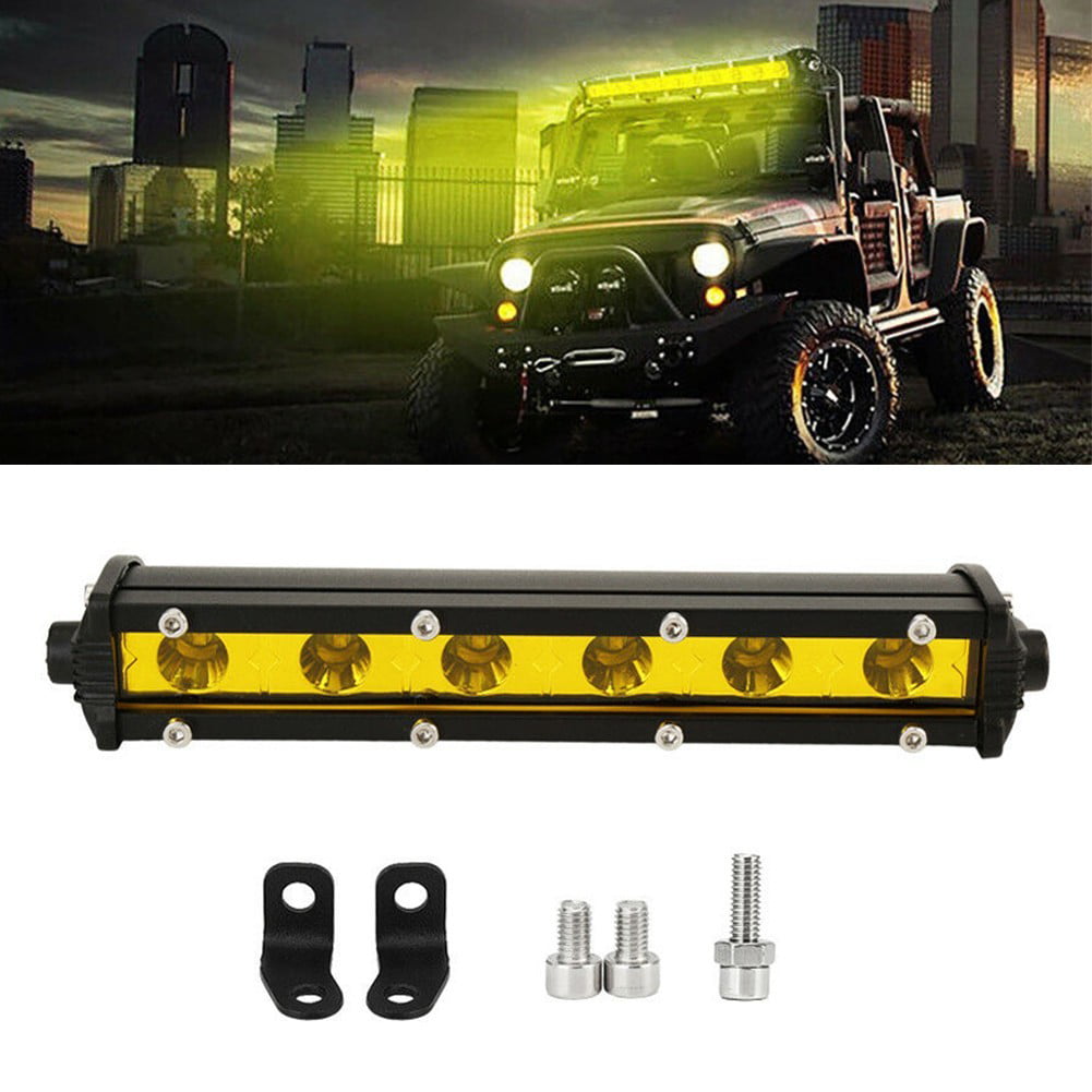 2x 7inch Yellow 18W Led Work Light Bar Spot SUV Boat Driving Lamp Offroad 