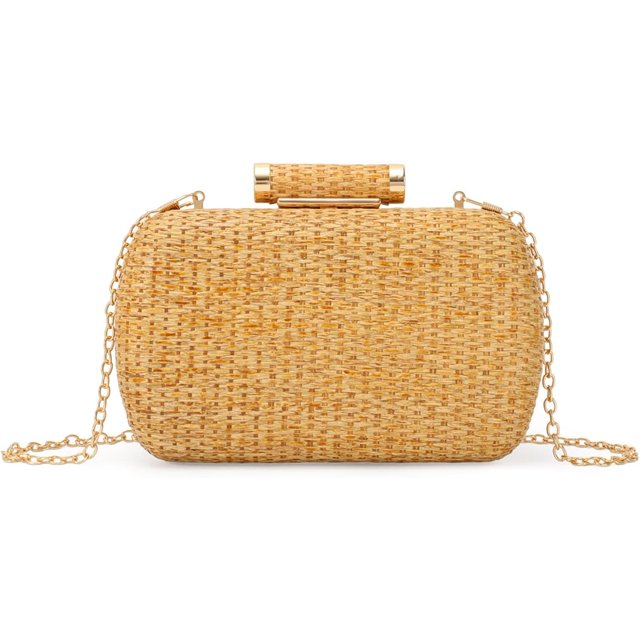 Bolso pequeño de paja para mujer, bolso tejido de rafia para verano, bolso de noche de mimbre para fiesta y boda