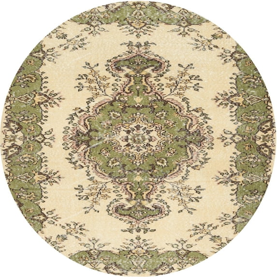 Ahgly Company Machine Washable Indoor Round Contemporary Brown Area Rugs, 5' Round