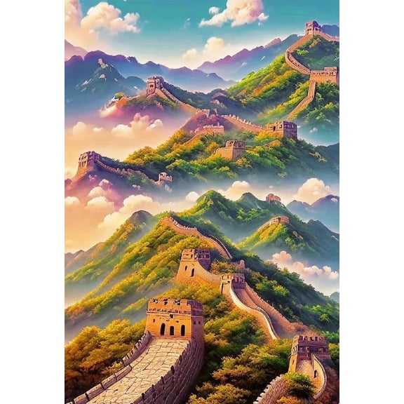 Fun Jigsaw Puzzle 1000 Pieces for Adults China Great Wall Scenery Decorative Paintings Every Piece is Unique, Softclick Technology Means Pieces Fit Together Perfectly