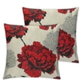 thumbnail image 2 of Nawypu Carnation Flower Throw Pillow Cover Blossom Plant Rose Peony Red Bouquet Throw Decorative Pillow Case  Cushion Cover for Home Hotels Bed Car Farmhouse 2pcs 20x20in, 2 of 6