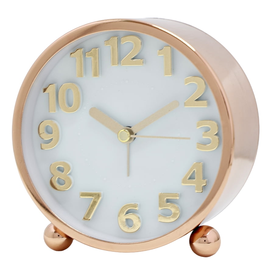 4-inch luxury metal quartz alarm clock; Luminous desk clock, creative big digital clock face, Christmas holiday gift, no battery