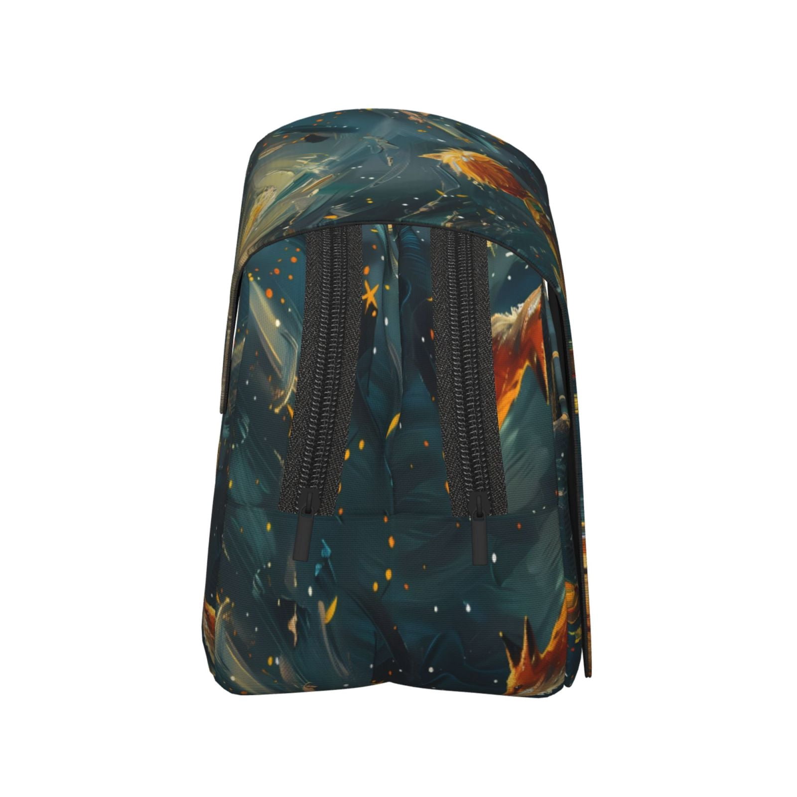Rateoe Whimsical Starry Night Scene Pattern Double Clamshell Pen Case, Storage Organizer with Two Zipper Compartments– Holds Up to 50 Pencils & Pens