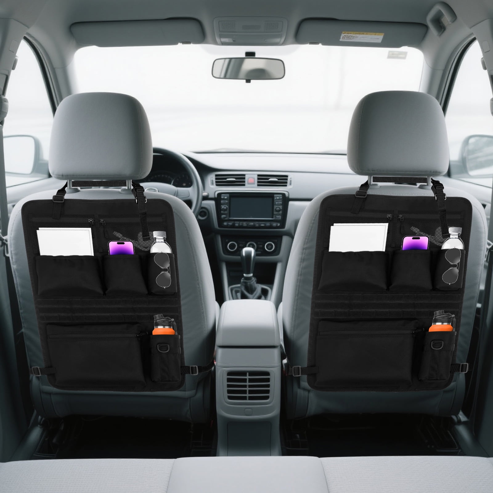 Car Backseat Organizer with 7 Storage Pockets, Adjustable Straps, Universal Fit Seat Back Storage Bag for Road Trips, RV, and Daily Commuting