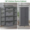 thumbnail image 4 of 50" LED Kitchen Pantry Cabinet Grey Storage Cabinet Food Pantry with Doors and Adjustable Shelves Freestanding Buffet Cupboards Sideboard for Kitchen Living Room and Dinning Room, 4 of 18