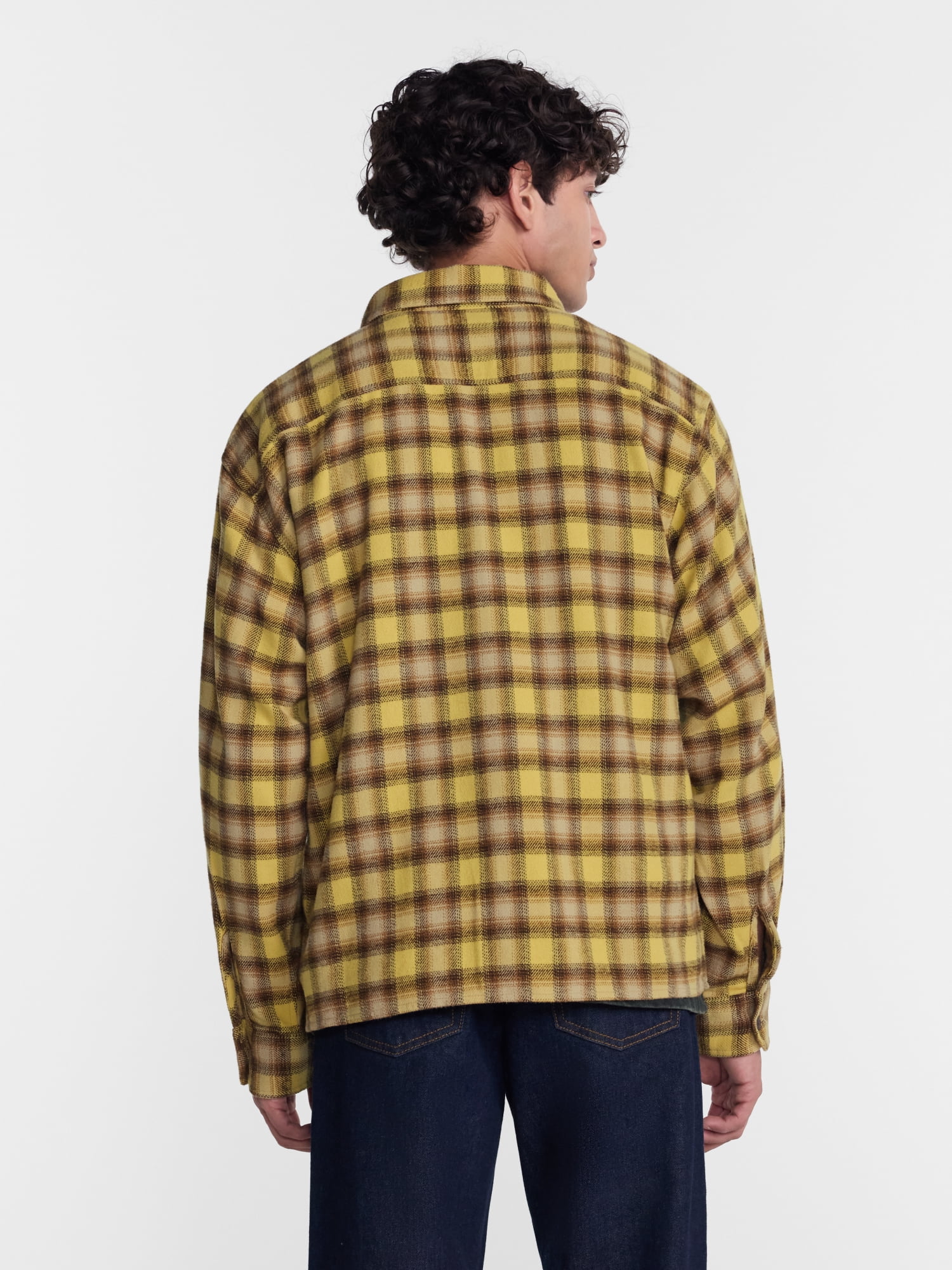 No Boundaries Boxy Cotton Plaid Flannel with Long Sleeves, Men's and Big Men's XS-4XLT