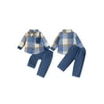 thumbnail image 2 of Baby Toddler Boy Fall Outfits 6 12 24 Months 2T 3T 4T 5T Classic Long Sleeve Plaid Print Jacket + Corduroy Pants Set Kid Clothes, 2 of 9